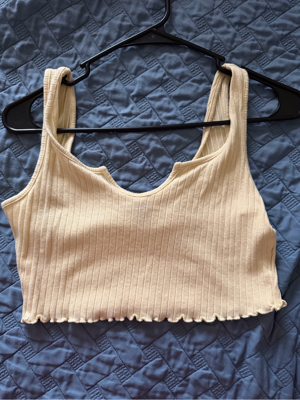 Ribbed Yellow Crop Tank Top - Women's